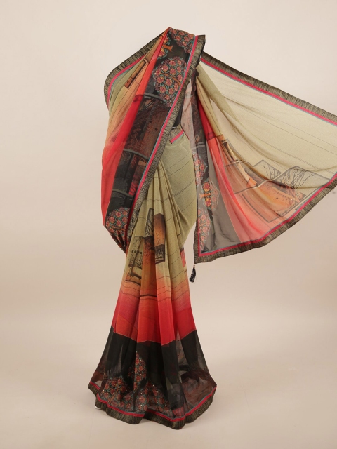 

Pothys Multicoloured & Black Floral Saree, Multi