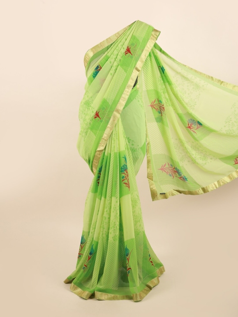 

Pothys Green & Red Floral Zari Saree