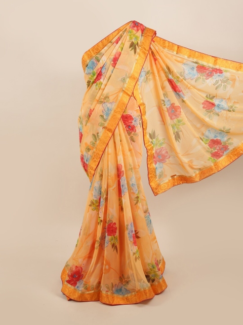 

Pothys Orange & Red Floral Zari Saree