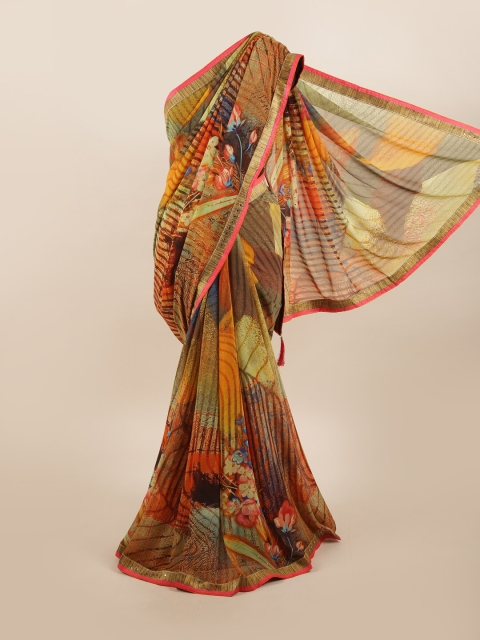 

Pothys Multicoloured & Blue Floral Beads and Stones Saree, Multi