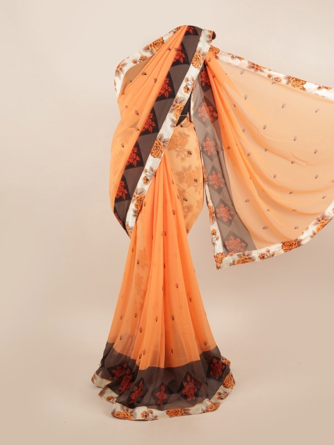 

Pothys Orange & Brown Floral Saree