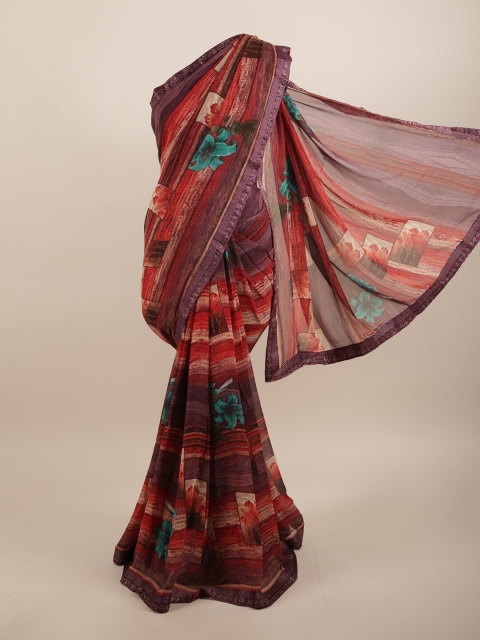 

Pothys Multicoloured Floral Beads and Stones Saree, Multi