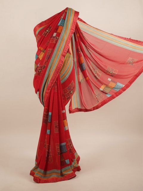 

Pothys Red & Yellow Beads and Stones Saree
