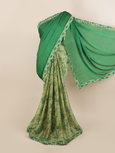 

Pothys Green & Blue Poly Chiffon Saree