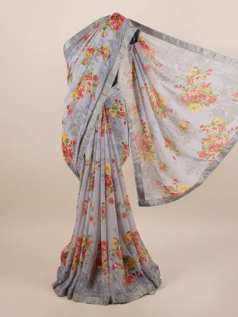 

Pothys Grey & Red Floral Saree