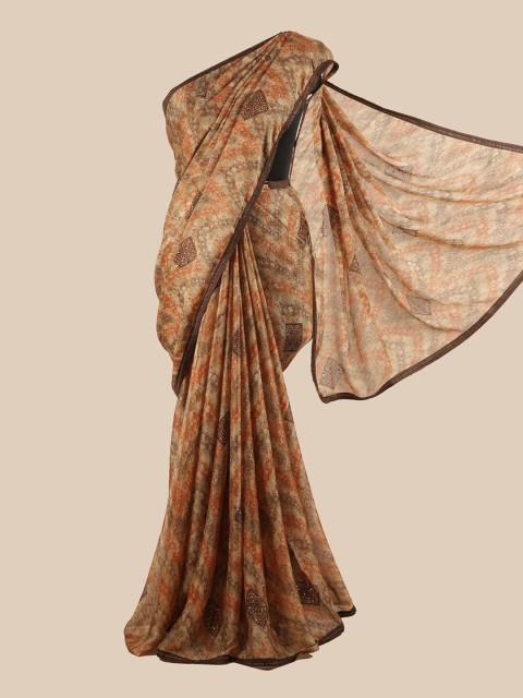 

Pothys Brown & Cream-Coloured Beads and Stones Saree