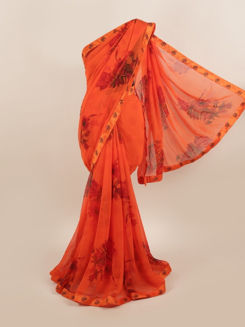 

Pothys Orange & Maroon Floral Beads and Stones Saree