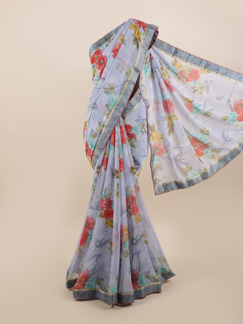 

Pothys Grey & Red Floral Saree