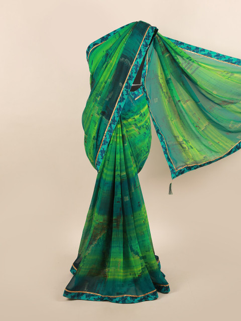 

Pothys Green & Blue Beads and Stones Saree