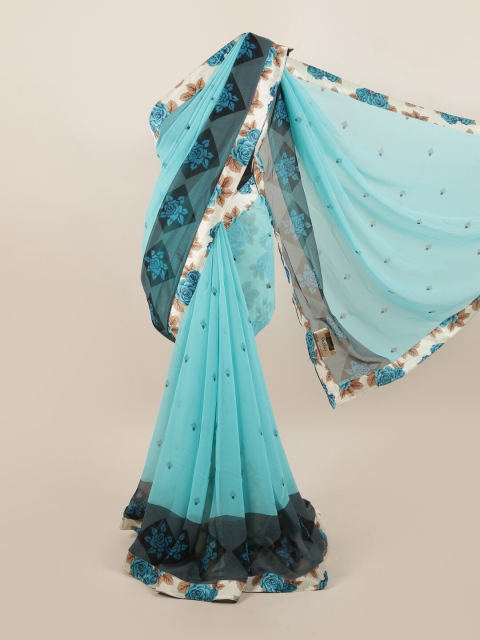 

Pothys Blue & Brown Floral Saree
