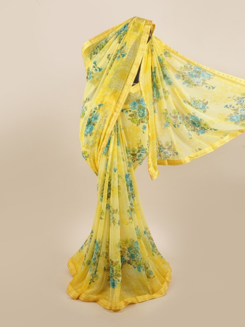 

Pothys Yellow & Blue Floral Saree