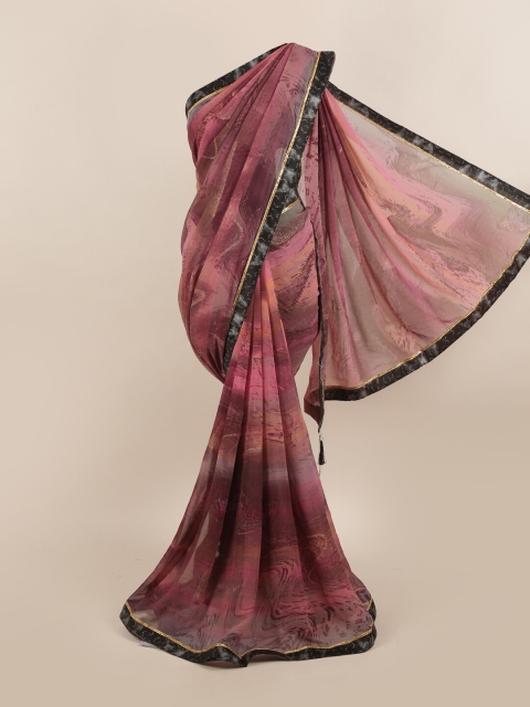 

Pothys Pink & Black Beads and Stones Saree