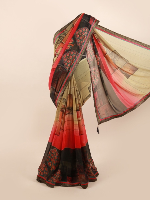 

Pothys Multicoloured Floral Beads and Stones Saree, Multi