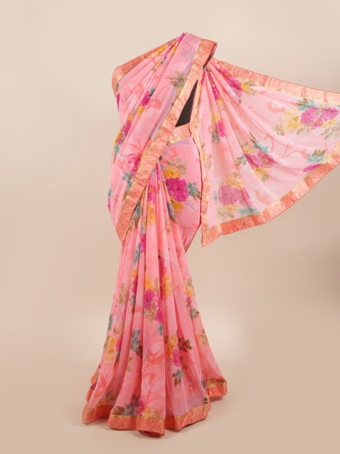 

Pothys Pink & Yellow Floral Saree