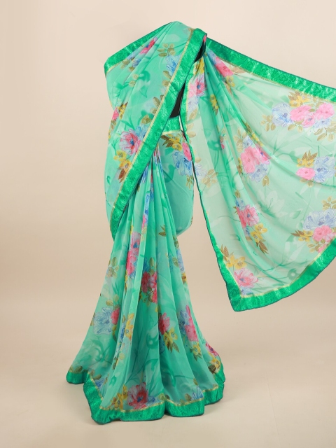 

Pothys Green & Pink Floral Saree