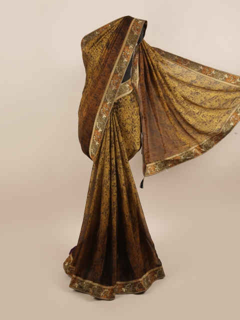 

Pothys Brown & Green Floral Saree