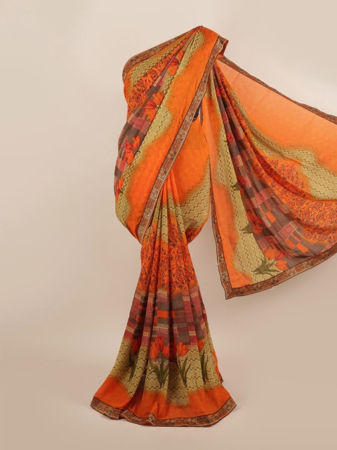 

Pothys Orange & Beige Floral Saree