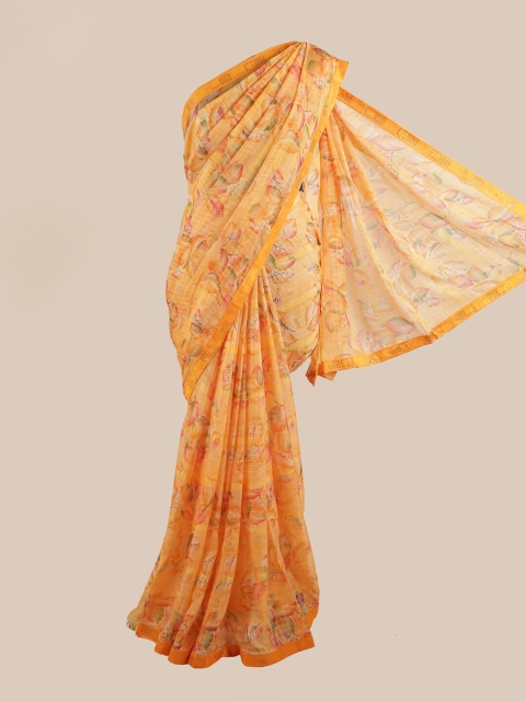 

Pothys Orange & Pink Floral Beads and Stones Saree