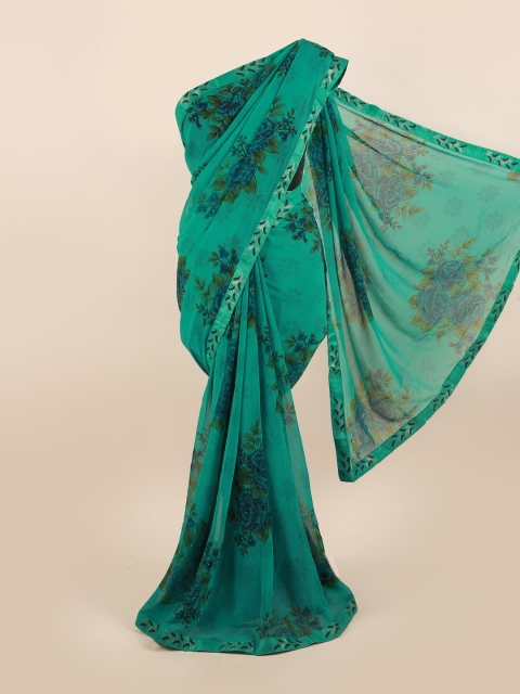 

Pothys Blue & Green Floral Beads and Stones Saree