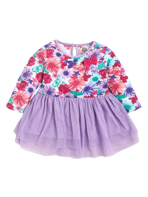 

TAMBOURINE Infant Girls Purple & Red Floral Printed Dress