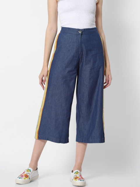 

MARCA Disati Women Blue & Yellow Knitted Cropped Palazzos