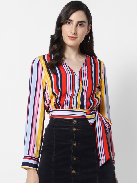 

MARCA Disati Multicoloured Striped Wrap Crop Top, Multi