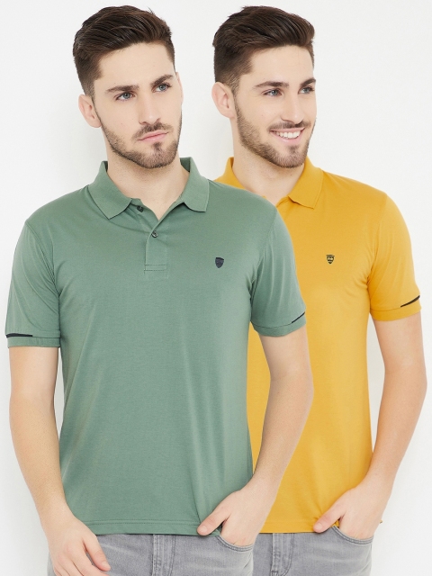 

Okane Men Pack Of 2 Cotton T-shirts, Mustard