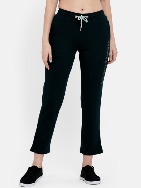 

METTLE Women Green Solid Cotton Track Pants