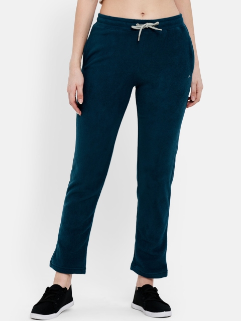 

METTLE Women Teal Solid Cotton Track Pants
