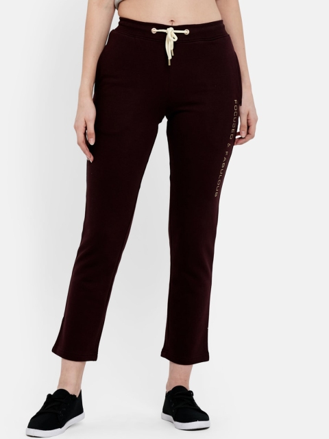 

METTLE Women Maroon Cotton Slim Fit Track Pants