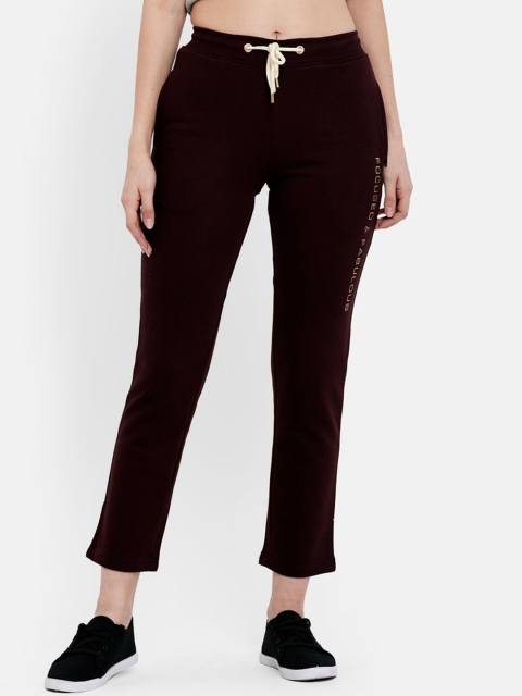 

METTLE Women Maroon Solid Cotton Track Pants
