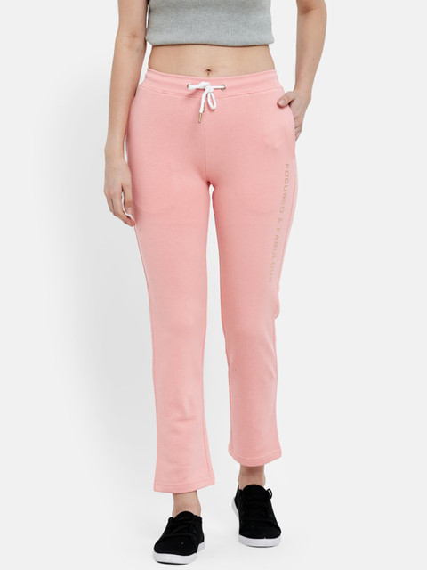 

METTLE Women Pink Solid Cotton Track Pants