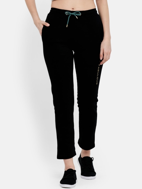 

METTLE Women Black Solid Cotton Track Pants
