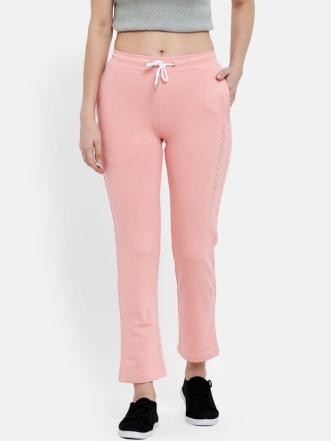 

METTLE Women Peach Solid Cotton Track Pants