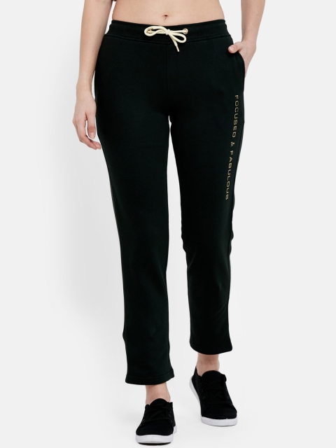 

METTLE Women Olive-Green Solid Cotton Track Pants
