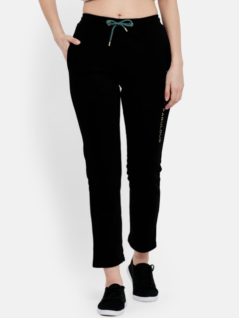 

METTLE Women Black Solid Cotton Track Pants