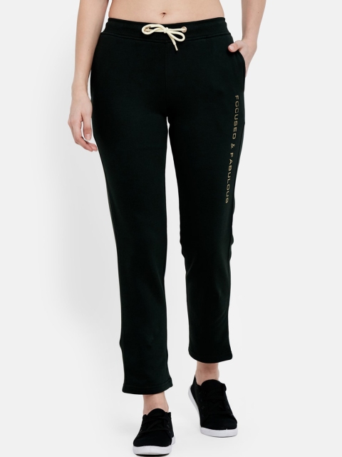 

METTLE Women Olive Green Solid Cotton Track Pants