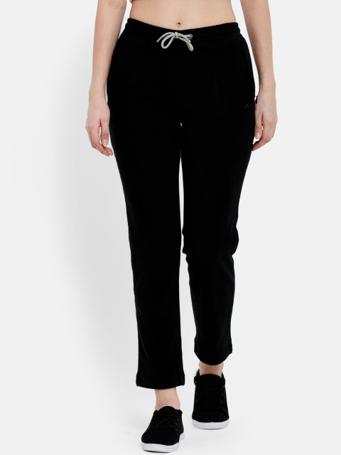 

METTLE Women Black Solid Cotton Track Pants