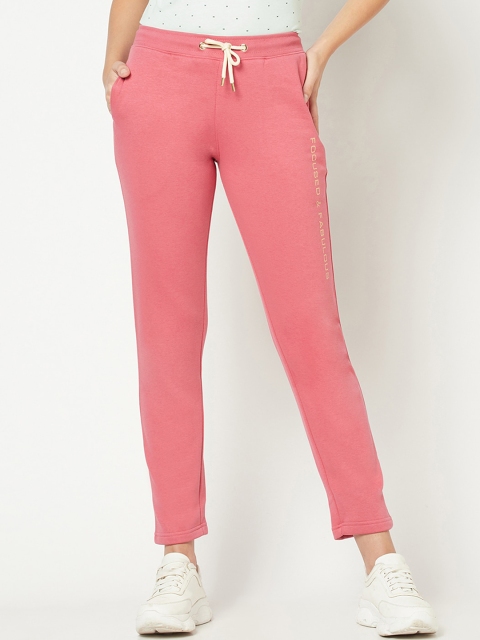 

METTLE Women Pink Solid Cotton Track Pants