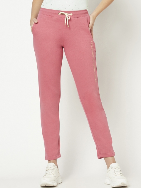 

METTLE Women Coral-Coloured Solid Cotton Track Pants