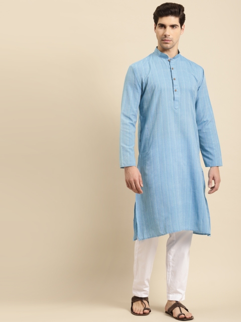 

RAJUBHAI HARGOVINDAS Men Blue Striped Kurta