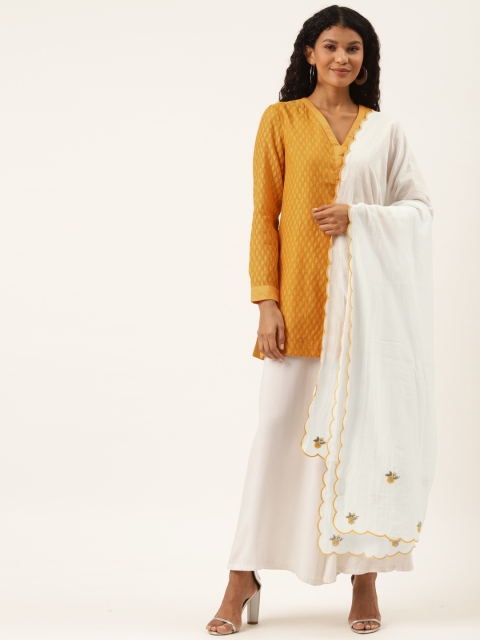 

Ancestry White Floral Embroidered Dupatta