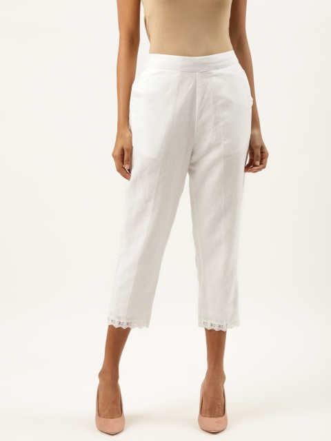 

Ancestry Women Off White Cigarette Trousers