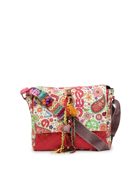 

The House of Tara Unisex Pink & White Printed Messenger Bag