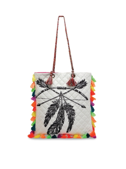 

The House of Tara White Printed PU Structured Tote Bag