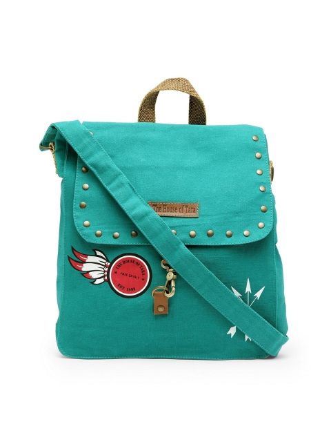 

The House of Tara Unisex Teal & Red Printed Messenger Bag