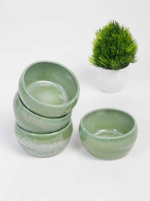 

Fabindia Green & White 1 Pieces Textured Ceramic Glossy Bowls