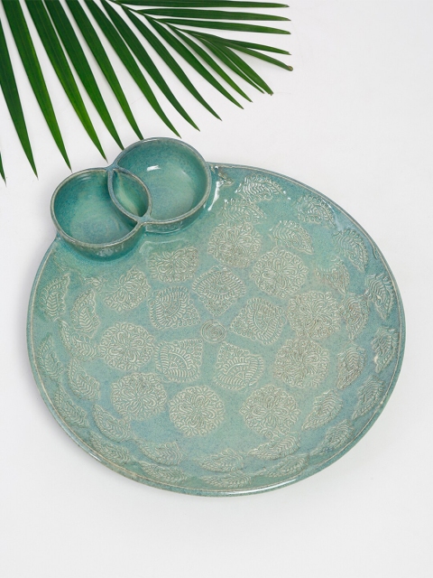 

Fabindia Green & Silver-Toned 1 Pieces Textured Ceramic Glossy Plates