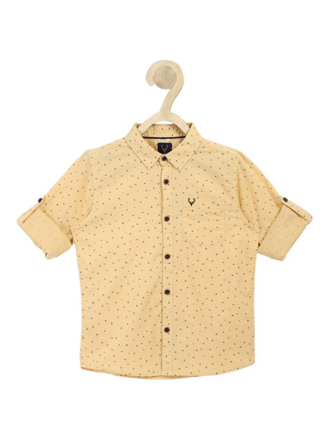 

Allen Solly Junior Boys Yellow Slim Fit Opaque Printed Casual Shirt
