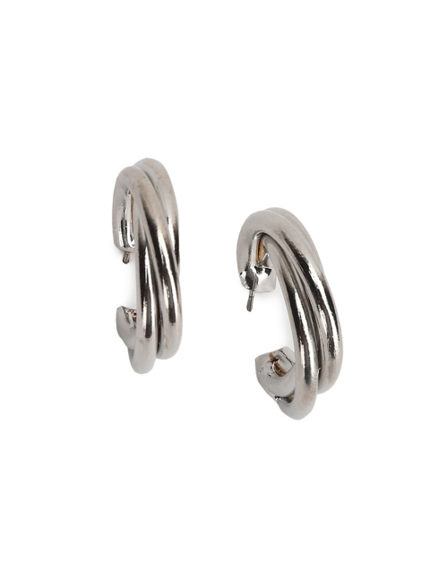 

FOREVER 21 Silver-Toned Metal Silver Plated Contemporary Half Hoop Earrings